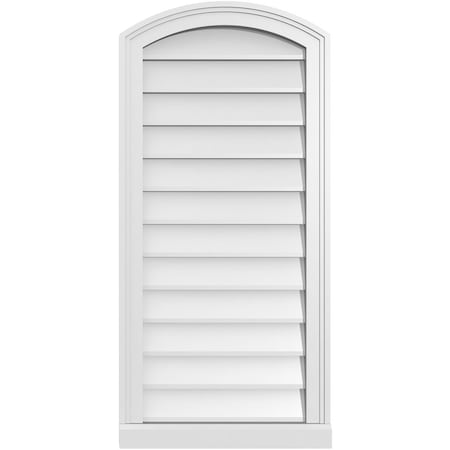 Ekena Millwork Arch Top Surface Mount PVC Gable Vent: Functional, w/ 2"W x 2"P Brickmould Sill Frame, 18"W x 38"H GVPAR18X3803SF